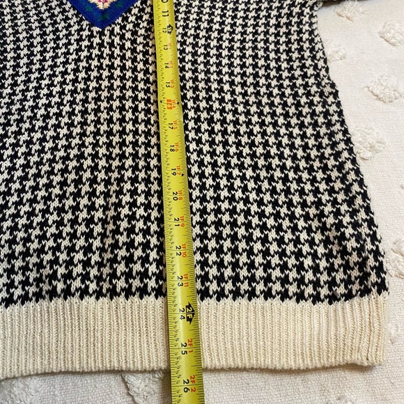 Vintage Talbots Knit V Kneck Sweater Houndstooth Retro 90’s - Picture 6 of 6